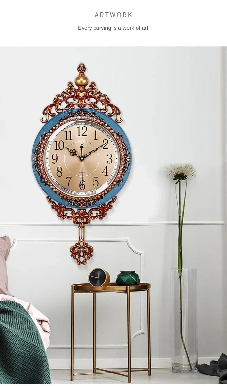 Large Luxury Gold Wall Clock Living Room Silent Creative Swing Wall watches Bedroom Quartz Clocks Wall Home Decor - PhishStones Products