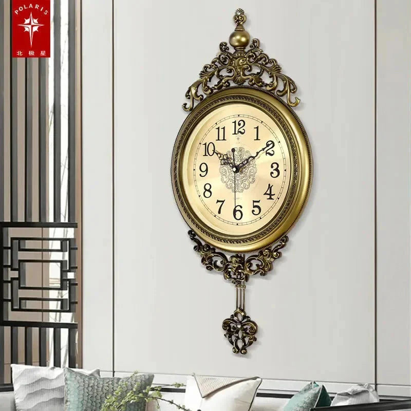 Large Luxury Gold Wall Clock Living Room Silent Creative Swing Wall watches Bedroom Quartz Clocks Wall Home Decor - PhishStones Products