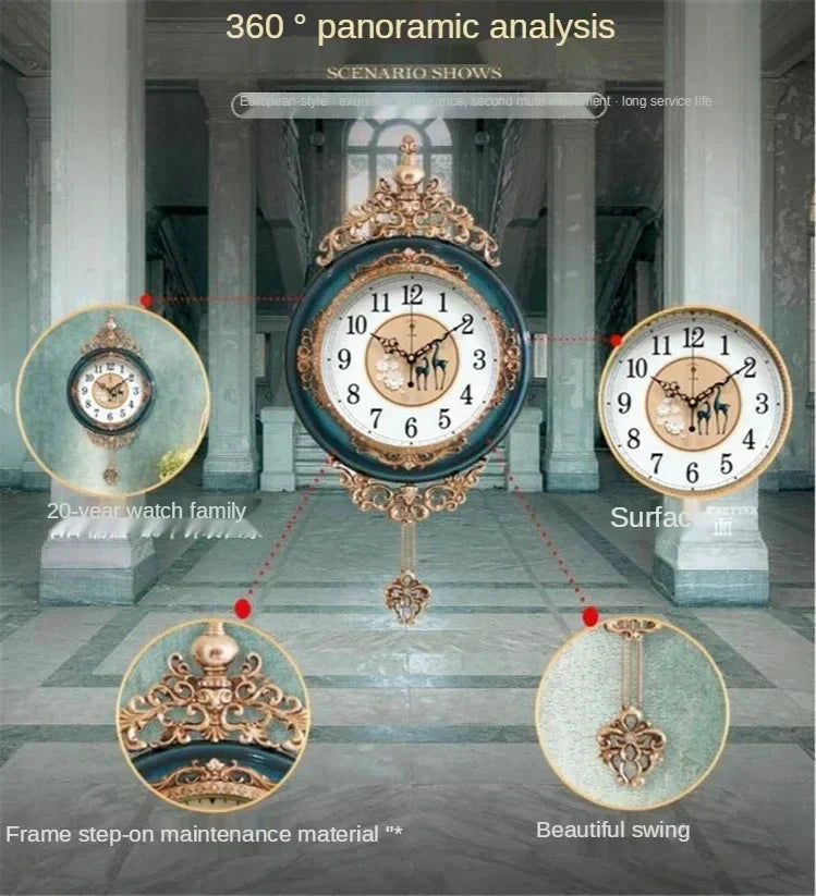 Large Luxury Gold Wall Clock Living Room Silent Creative Swing Wall watches Bedroom Quartz Clocks Wall Home Decor - PhishStones Products