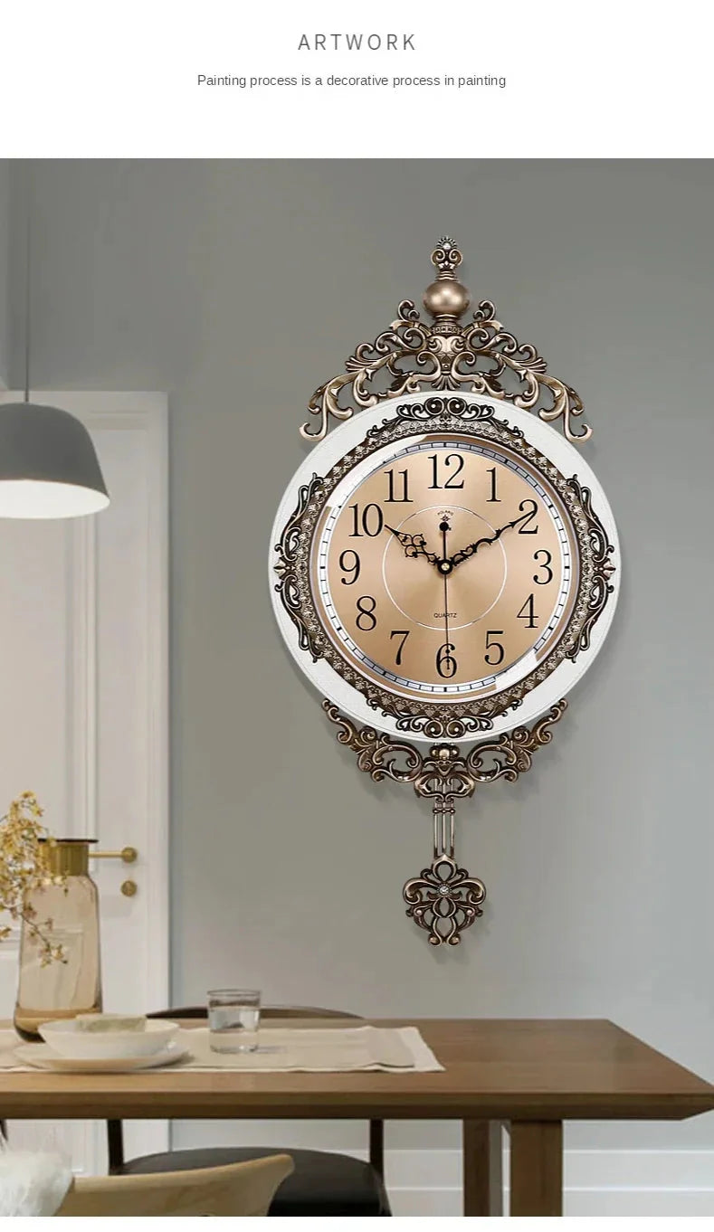 Large Luxury Gold Wall Clock Living Room Silent Creative Swing Wall watches Bedroom Quartz Clocks Wall Home Decor - PhishStones Products