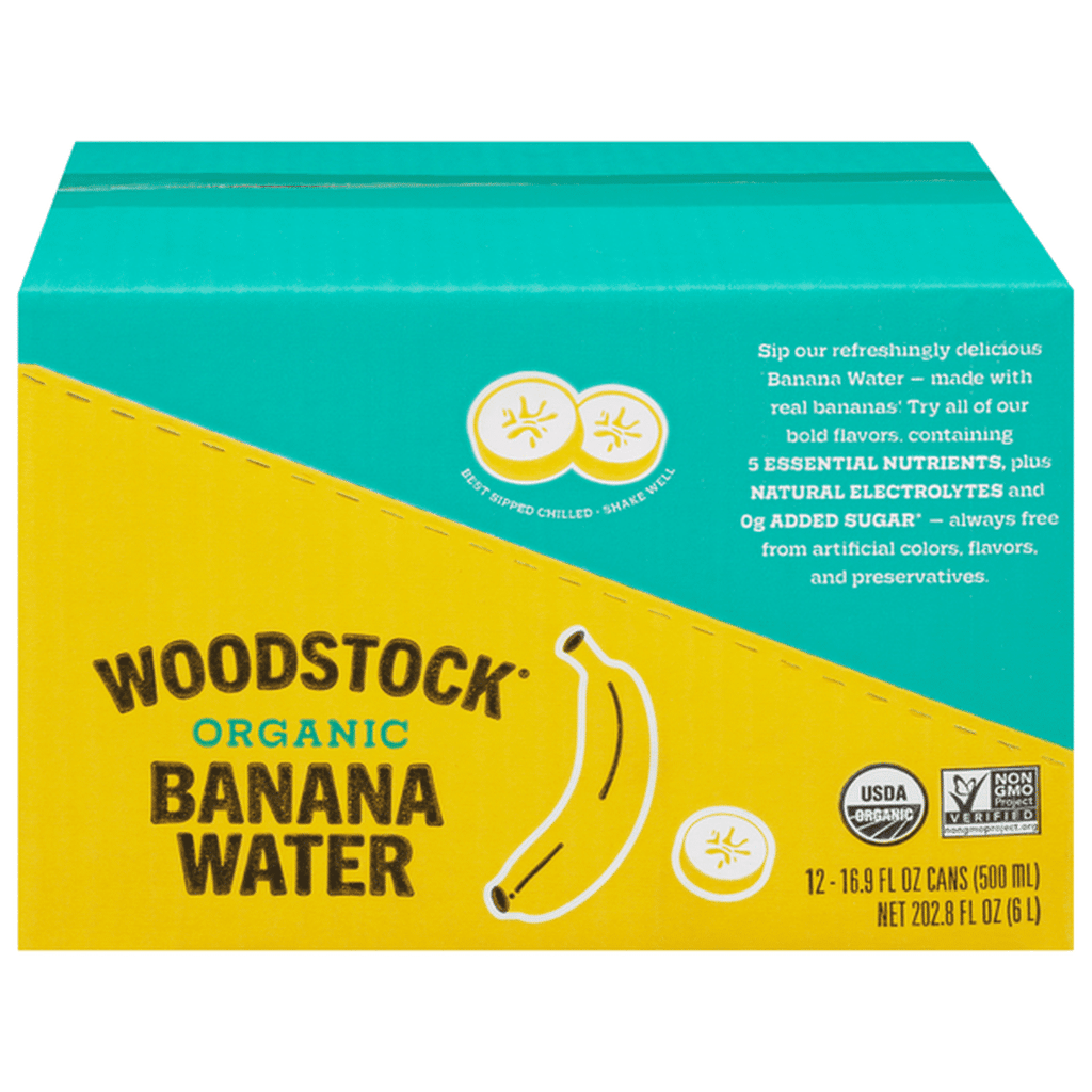 Woodstock Water Organic Banana Still, Pack of 12, 16.9 Fl Oz Bottles