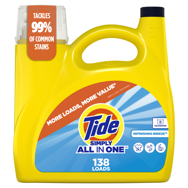 Tide Simply All-In-One Liquid Laundry Detergent, Refreshing Breeze