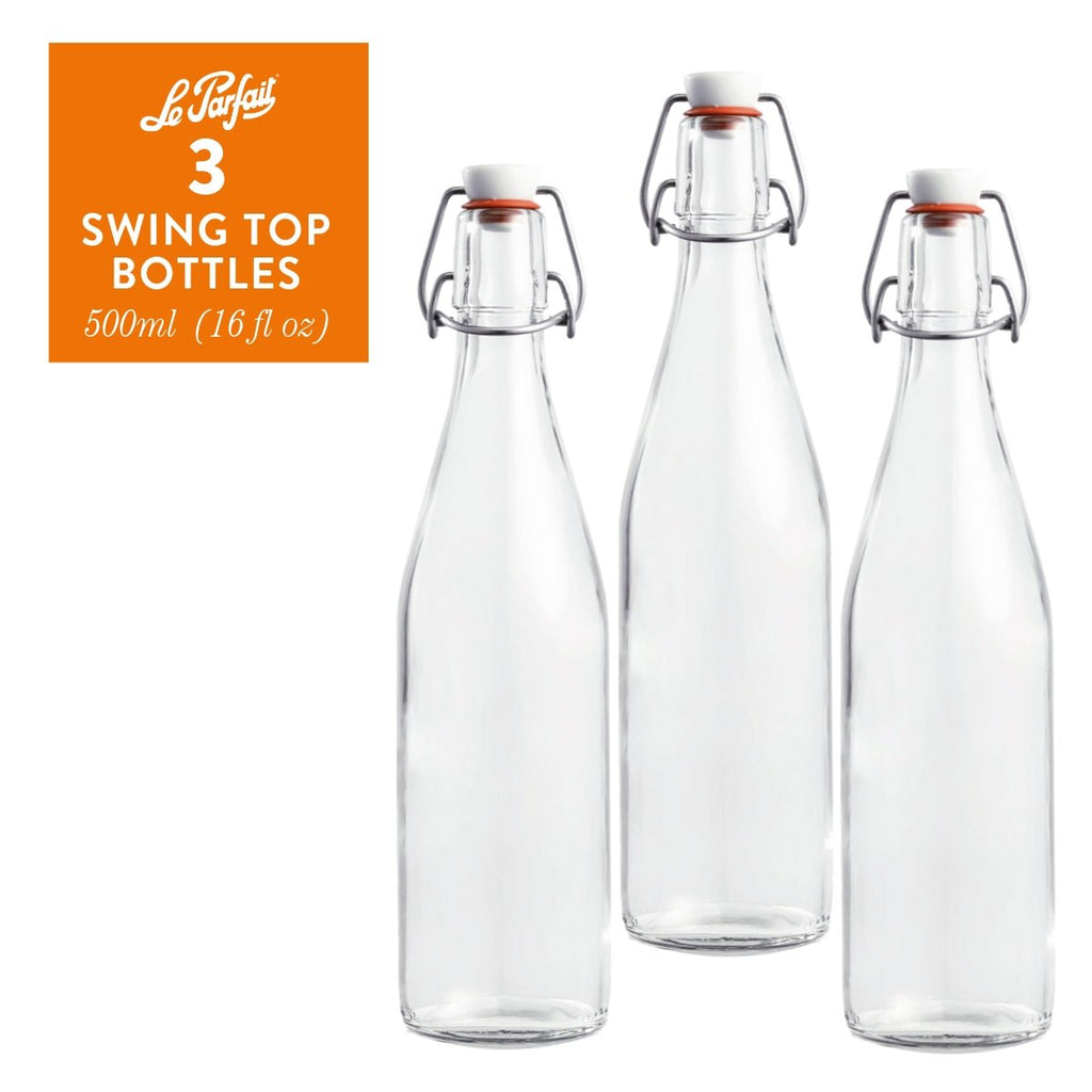 Le Parfait Bottles, French Glass Swing-Top and Milk Bottles with Reusable Caps