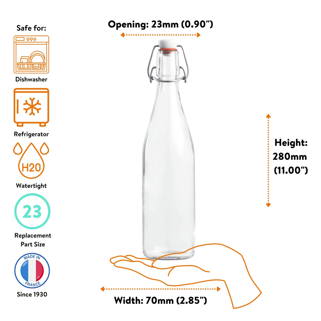 Le Parfait Bottles, French Glass Swing-Top and Milk Bottles with Reusable Caps