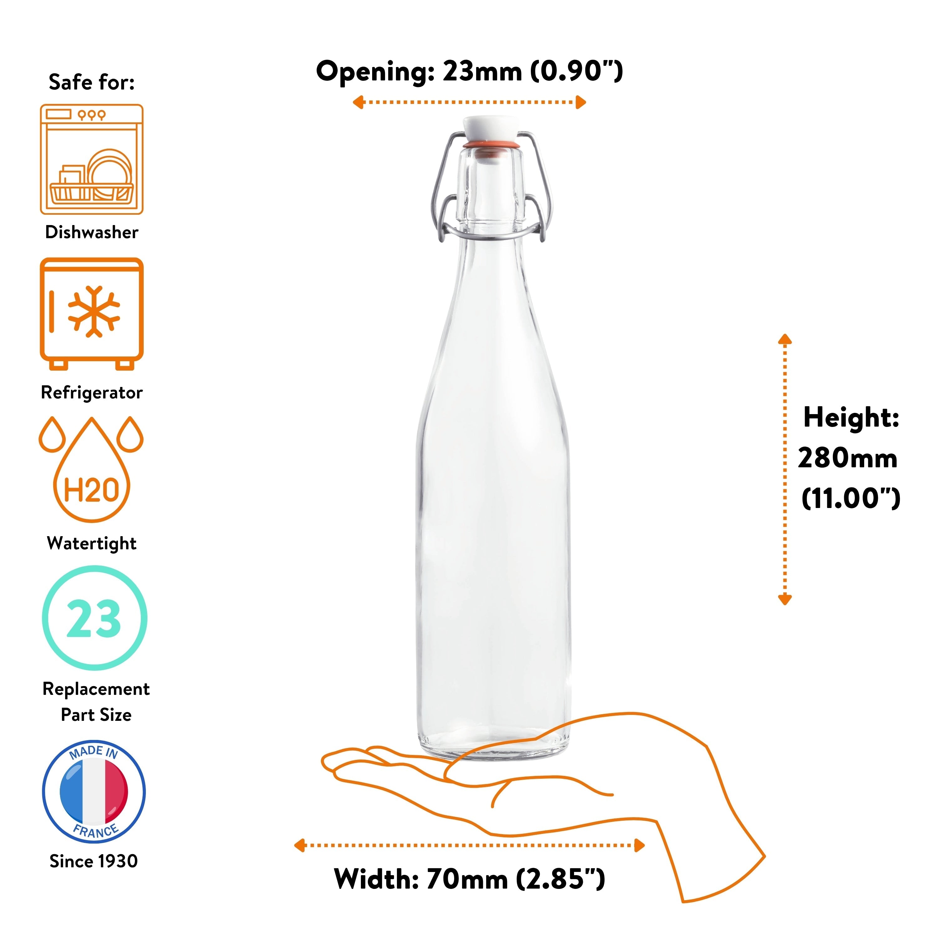 Le Parfait Bottles, French Glass Swing-Top and Milk Bottles with Reusable Caps