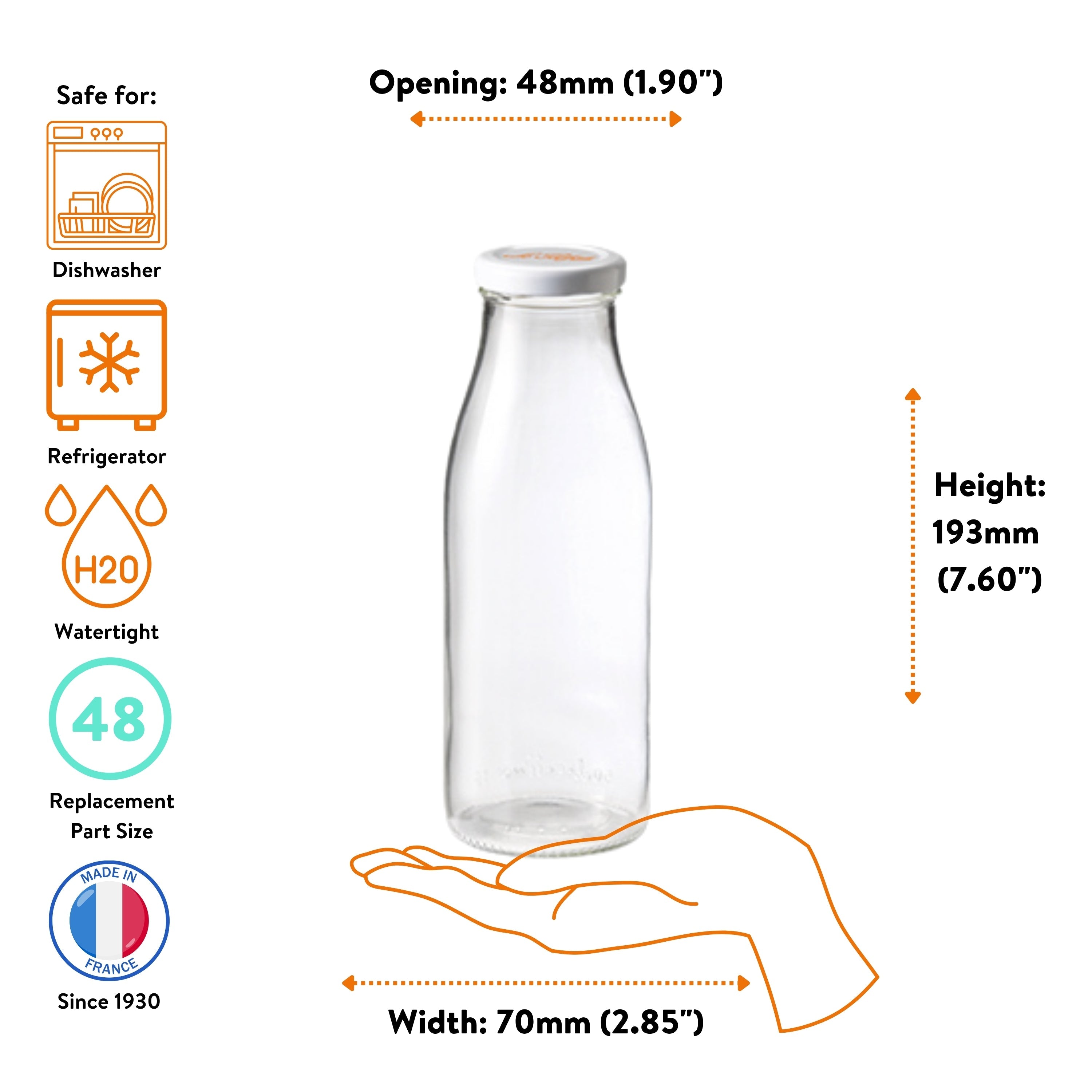 Le Parfait Bottles, French Glass Swing-Top and Milk Bottles with Reusable Caps