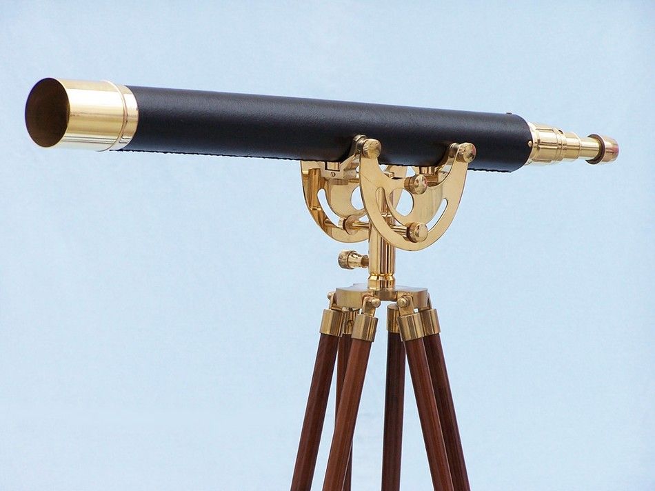 Floor Standing Brass/Leather Anchormaster Telescope 65""
