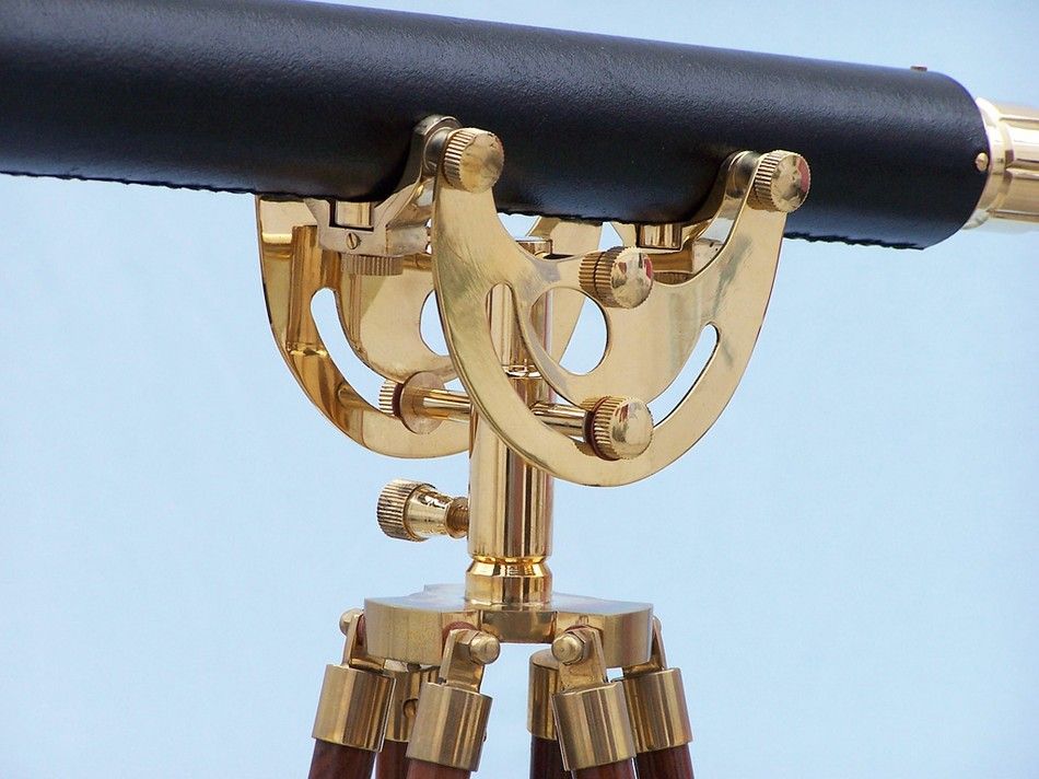 Floor Standing Brass/Leather Anchormaster Telescope 65""