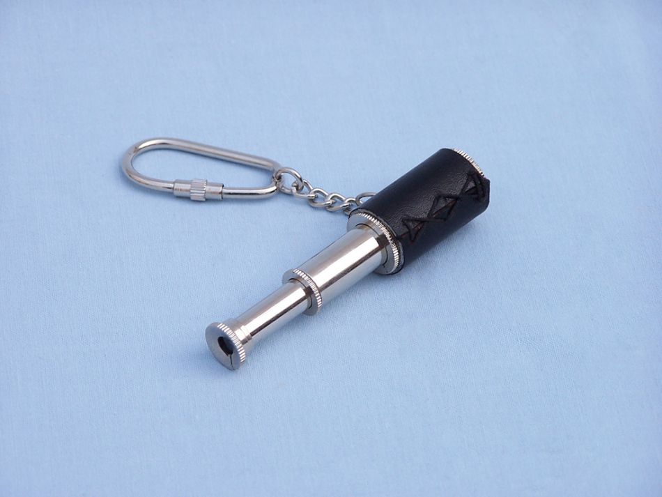 Chrome Spyglass with Leather Keychain 6""