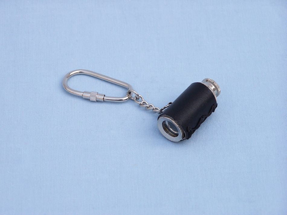 Chrome Spyglass with Leather Keychain 6""