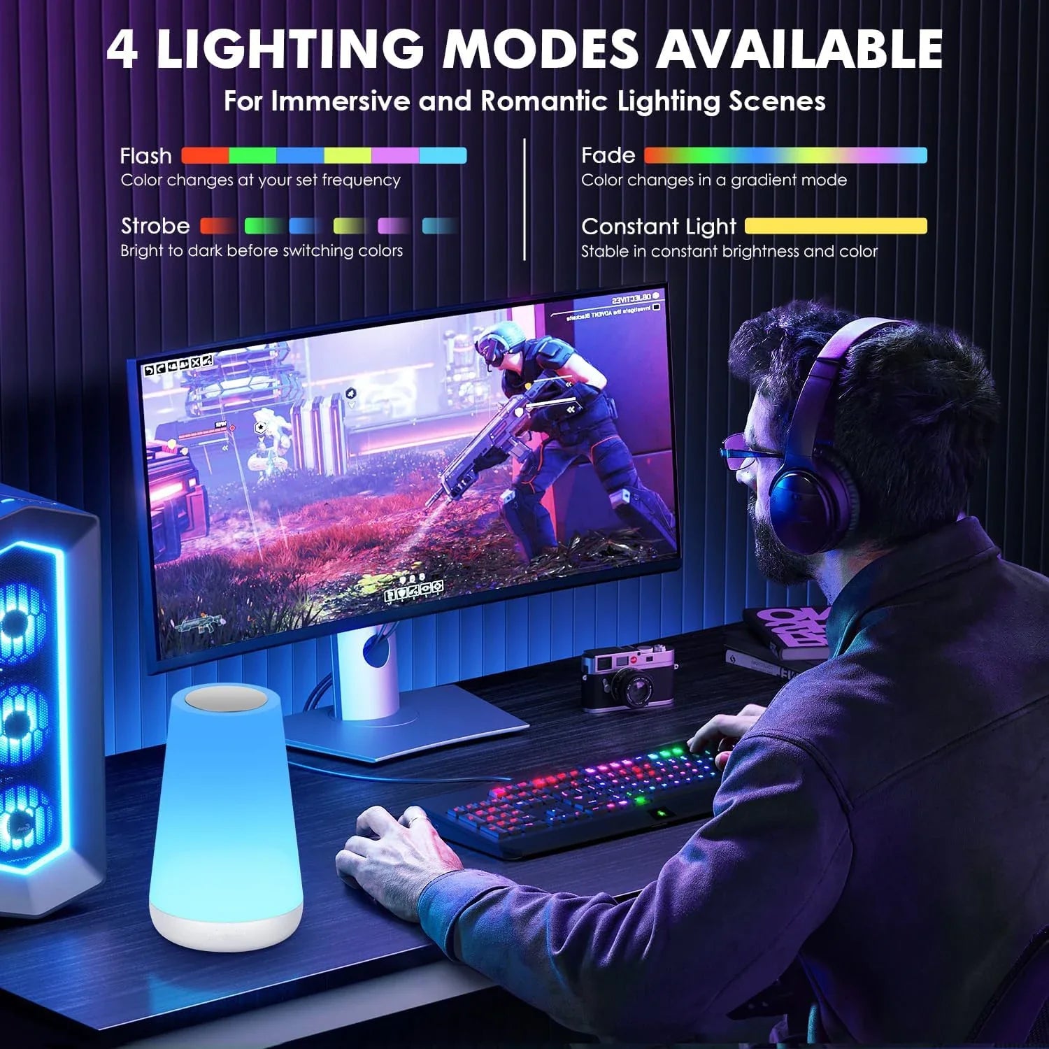LED 13 - Color RGB Rechargeable Night Light Remote & Touch Control USB Dimmable Portable Bedside Table Lamp - PhishStones Products
