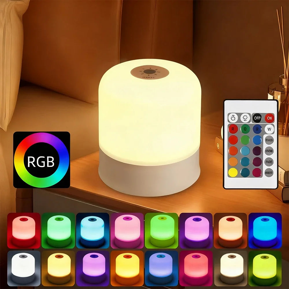 LED Dimmable Night Light Rechargeable and Plug - in Touch RGB Bedside Desk Lamp - PhishStones Products