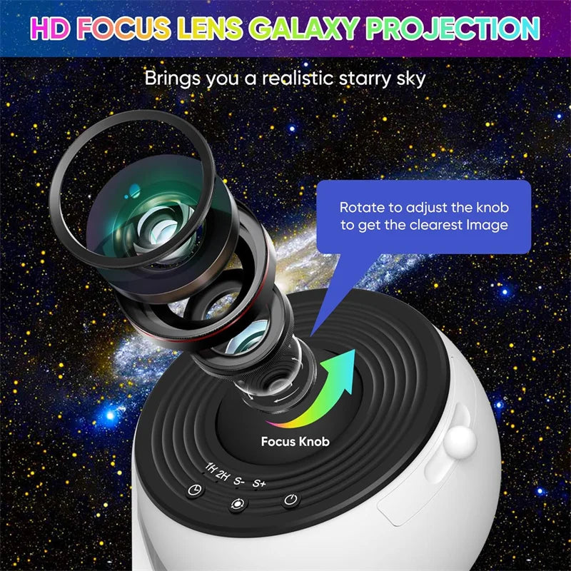 LED Galaxy Star Projector Night Light 360° Rotating Planetarium Lamp — 12 - in - 1 HD Scenes for Kids Room & Bedroom - PhishStones Products