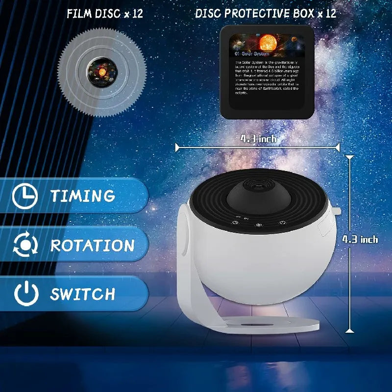 LED Galaxy Star Projector Night Light 360° Rotating Planetarium Lamp — 12 - in - 1 HD Scenes for Kids Room & Bedroom - PhishStones Products
