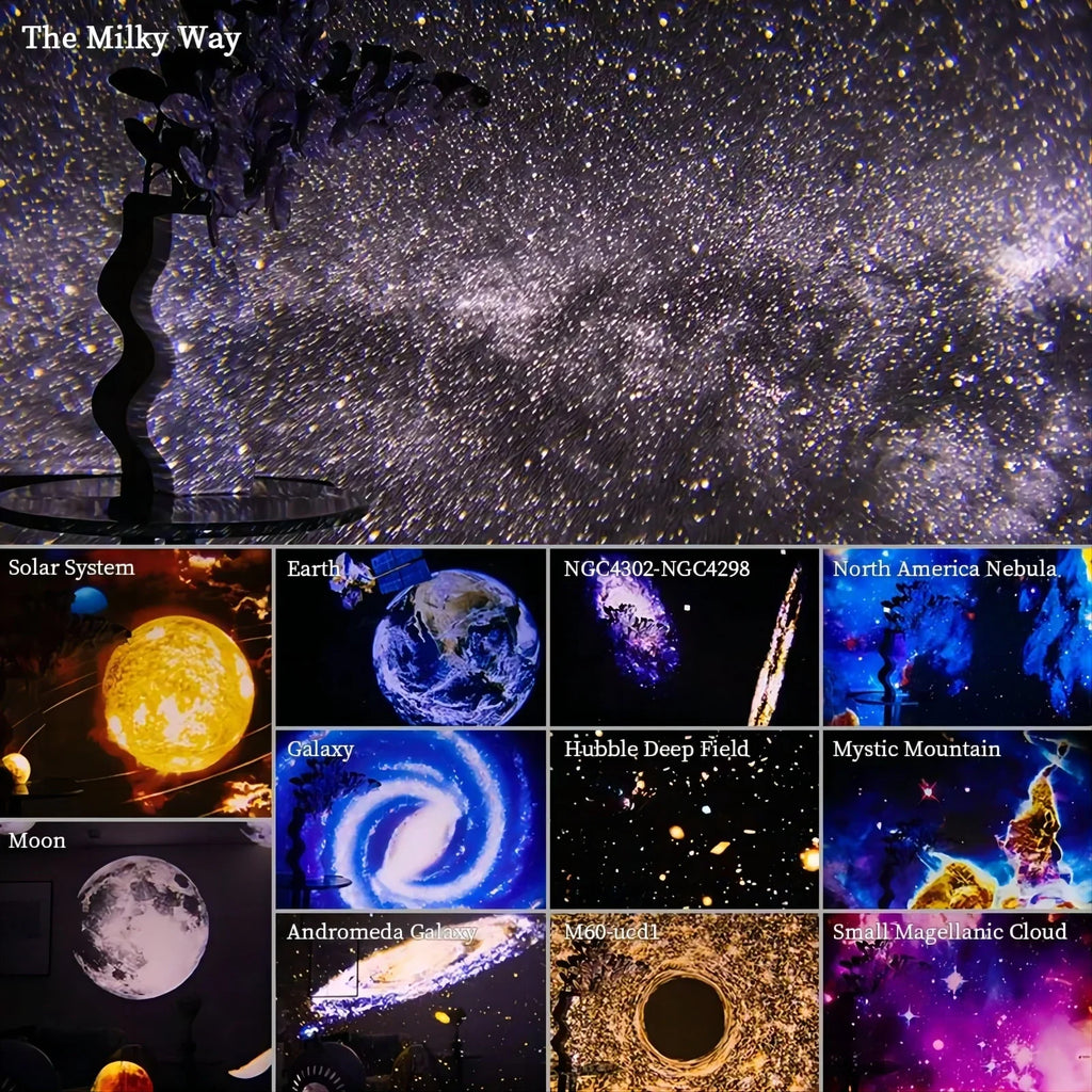 LED Galaxy Star Projector Night Light 360° Rotating Planetarium Lamp — 12 - in - 1 HD Scenes for Kids Room & Bedroom - PhishStones Products