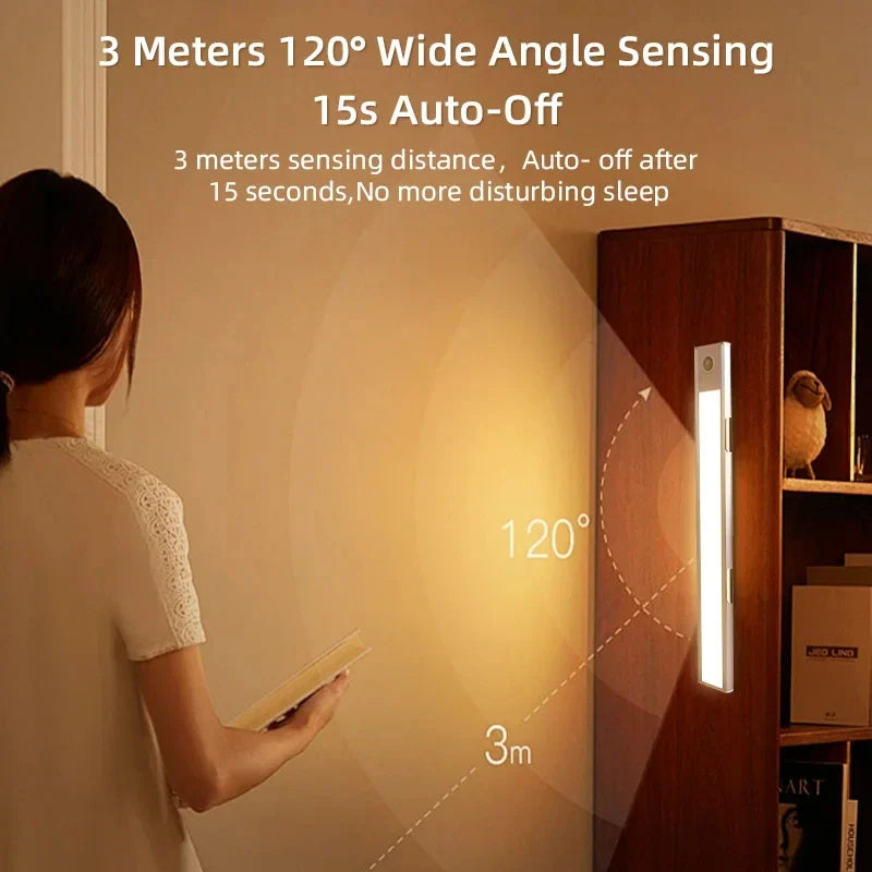 LED Motion Sensor Cabinet Light 15.7 in (40 cm) Dimmable Rechargeable Wireless Night Lamp for Kitchen Closet Wardrobe Living Room 3 Color Temperatures - PhishStones Products