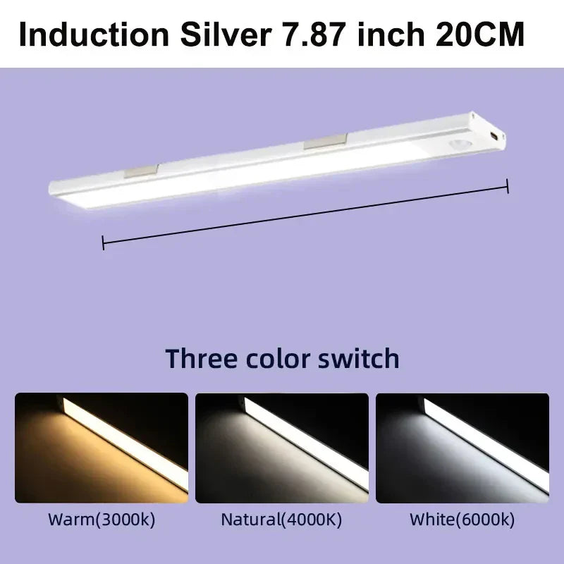 LED Motion Sensor Cabinet Light 15.7 in (40 cm) Dimmable Rechargeable Wireless Night Lamp for Kitchen Closet Wardrobe Living Room 3 Color Temperatures - PhishStones Products