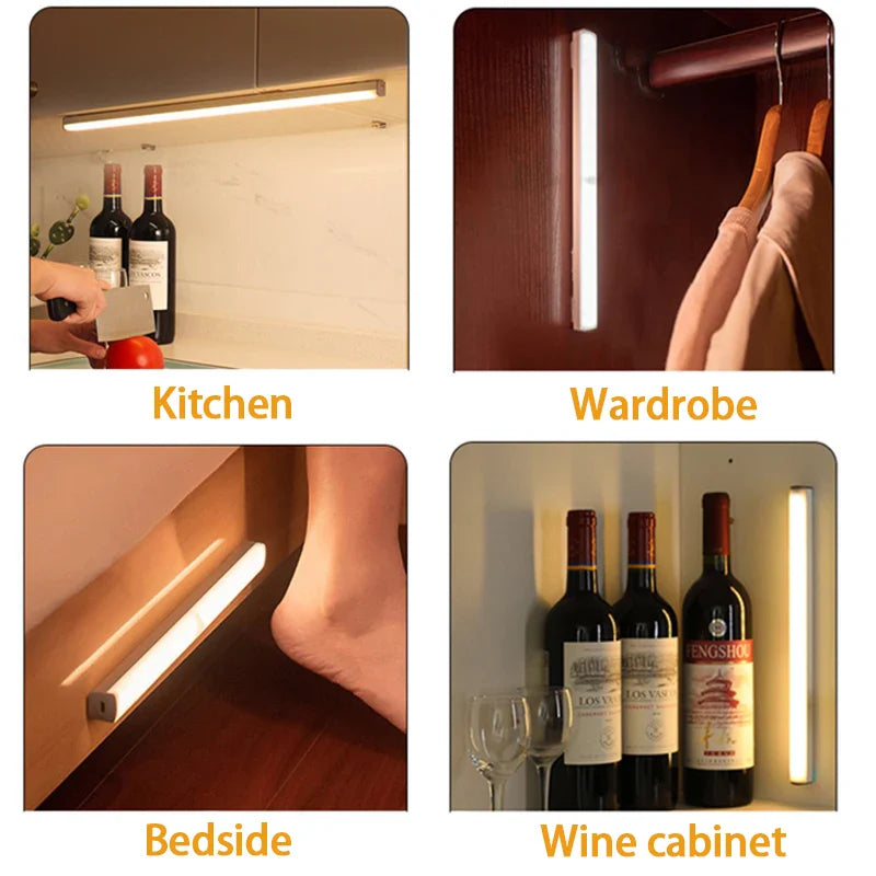 LED Motion Sensor Night Light 19.7 in (50 cm) – USB - C Rechargeable Wireless Cabinet, Wardrobe & Staircase Backlight - PhishStones Products