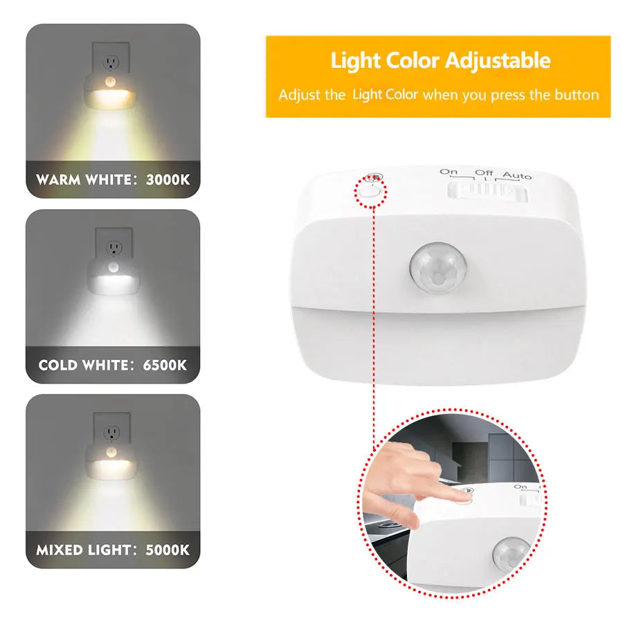 LED Motion Sensor Night Light EU Plug 220V – Plug - In Wall Lamp for Hallway, Stair, Kitchen & Bedroom - PhishStones Products