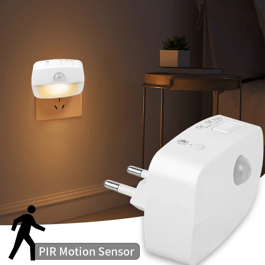 LED Motion Sensor Night Light EU Plug 220V – Plug - In Wall Lamp for Hallway, Stair, Kitchen & Bedroom - PhishStones Products
