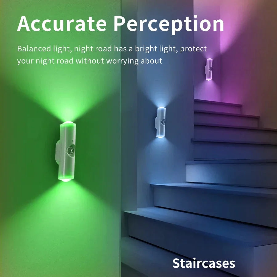 LED Motion Sensor RGB Night Light Rechargeable USB - C Magnetic Wall Lamp Color - Changing Sunset Mood Light for Bedroom & Living Room - PhishStones Products