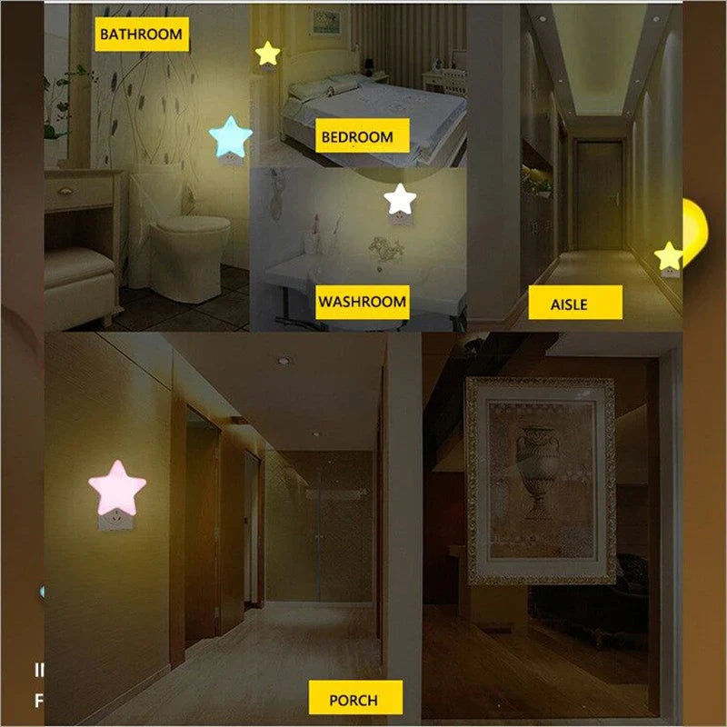 LED Star Night Light with EU/US Plug - Bedside Lamp for Bedroom, Nursery, Living Room & Corridor - PhishStones Products