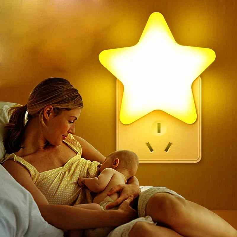 LED Star Night Light with EU/US Plug - Bedside Lamp for Bedroom, Nursery, Living Room & Corridor - PhishStones Products