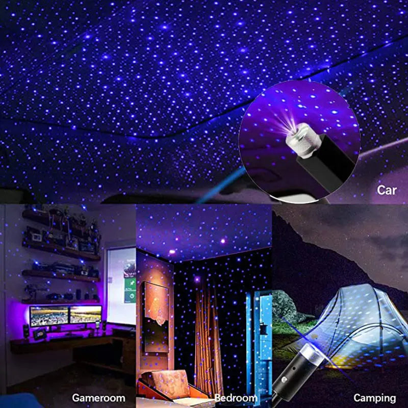 LED Starry Sky Galaxy Projector Light 5V USB – Car Roof & Room Ceiling Atmosphere Lamp - PhishStones Products