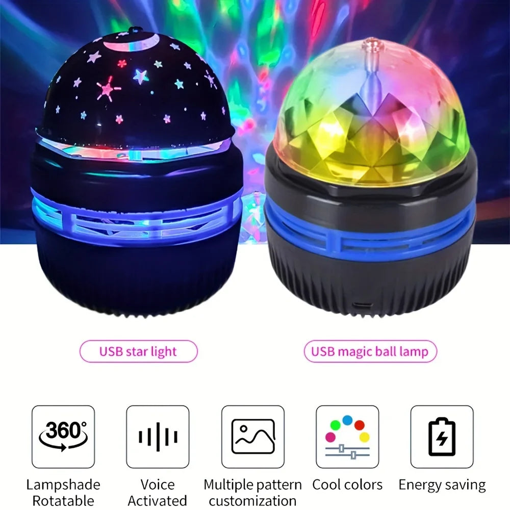 LED Starry Sky Projector Night Light - 360° Rotating USB 5V RGB Moon & Stars Lamp for Bedroom, Weddings & Christmas - PhishStones Products