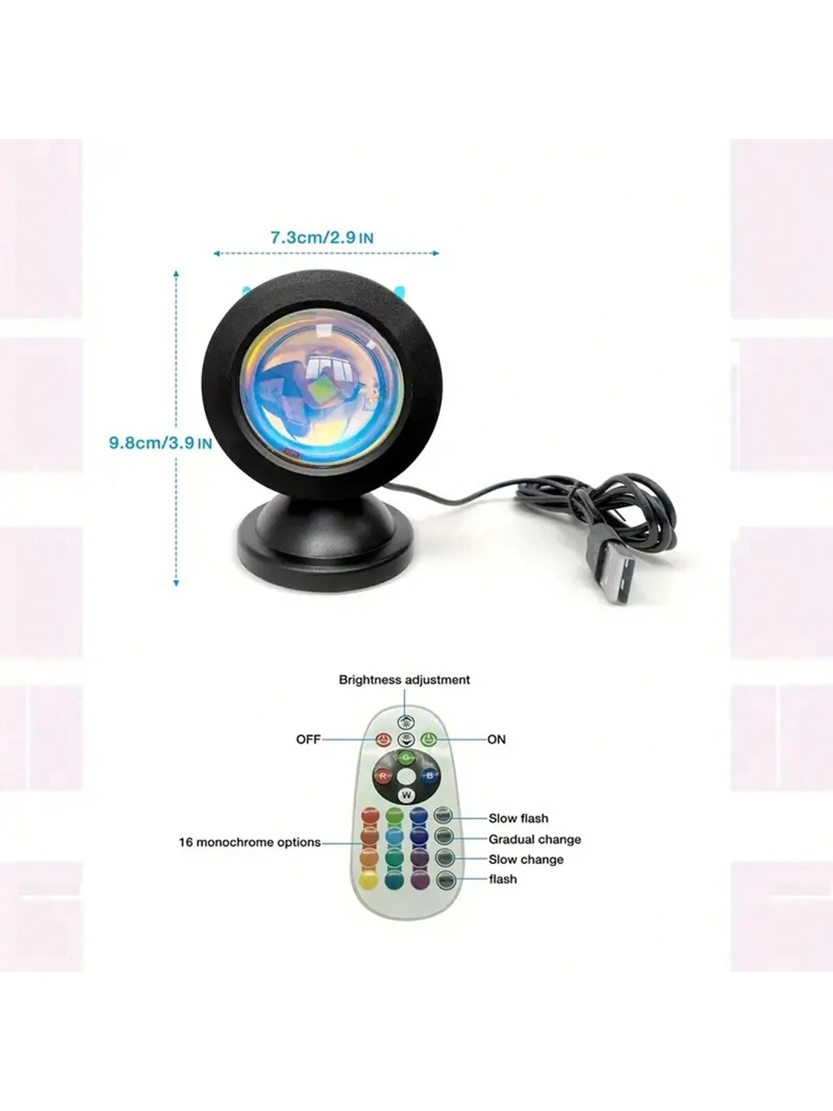 LED Sunset Projection Lamp with Remote — 16 - Color USB Mood Light for Photography, Bedroom & Parties - PhishStones Products