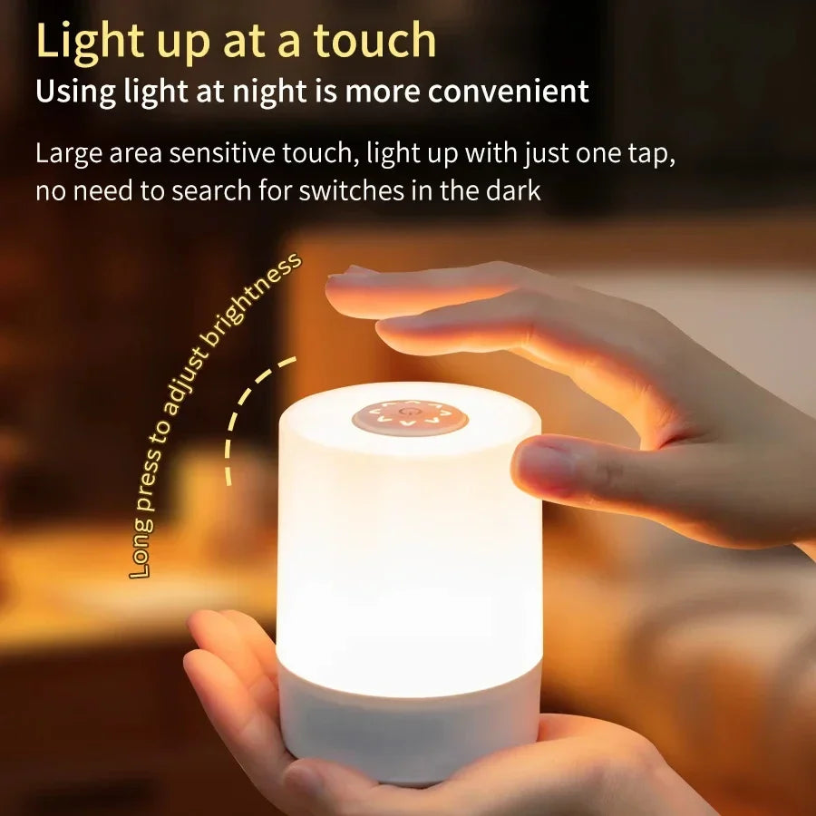 LED Touch Night Light USB Rechargeable 3 - Color Dimmable Table Lamp with Remote – Bedside Bedroom Decor - PhishStones Products