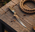 Legendary Cowboy Western Fillet Knife – 13” D2 Steel Blade with Antler Handle & Turquoise Inlay - PhishStones Products
