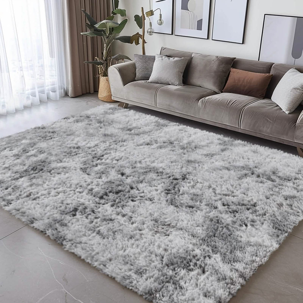 Light Gray Shaggy Area Rug – Soft Plush Indoor Carpet - PhishStones Products