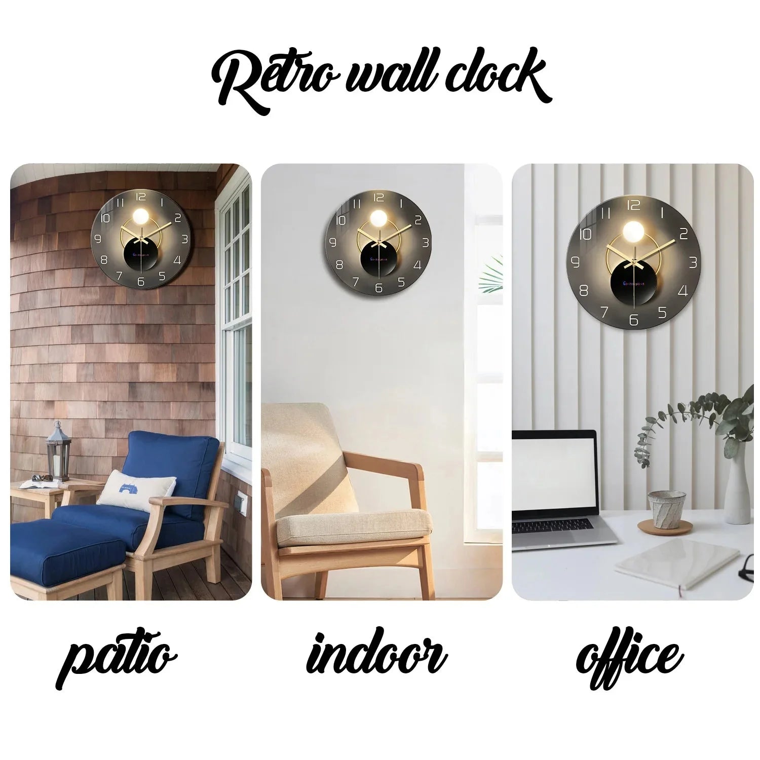 Light Luxury Simple Light and Shadow Flat Pattern Tempered Glass Wall Clock Living Room Bedroom Kitchen Home Decoration Wall Clock Silent Quartz Clock Holiday Gift 12 Inches 14 Inches 16inch (Without Batteries) - PhishStones Products