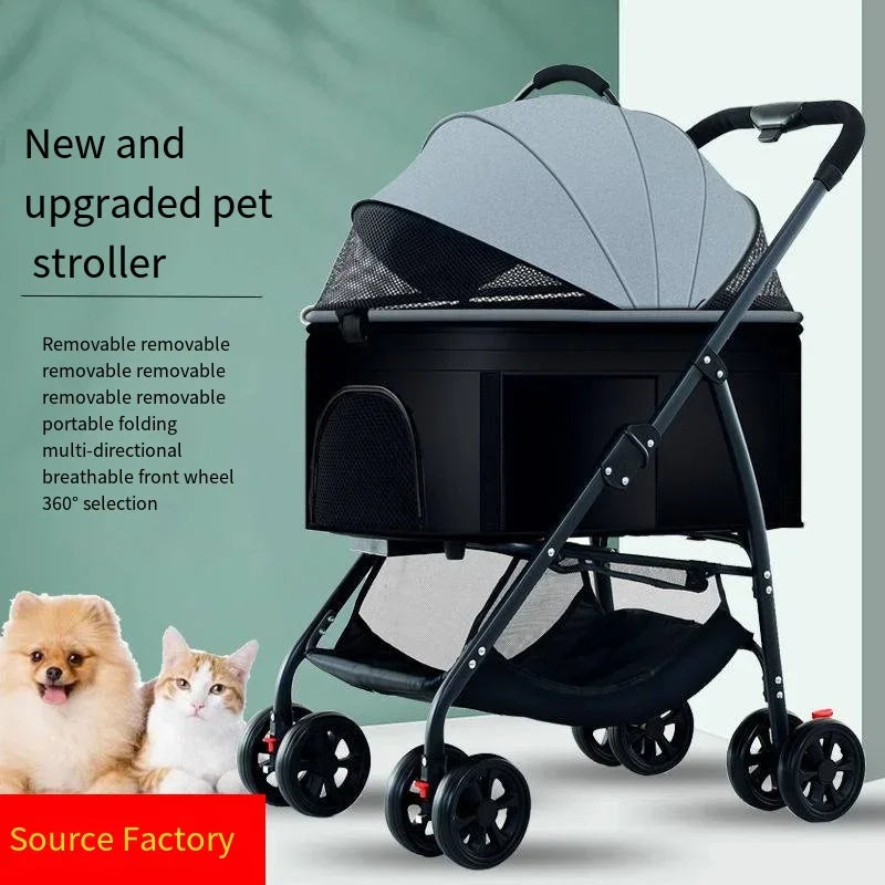 Lightweight Foldable Pet Stroller for Small and Medium Dogs & Cats Portable Outdoor Pet Carrier on Wheels - PhishStones Products