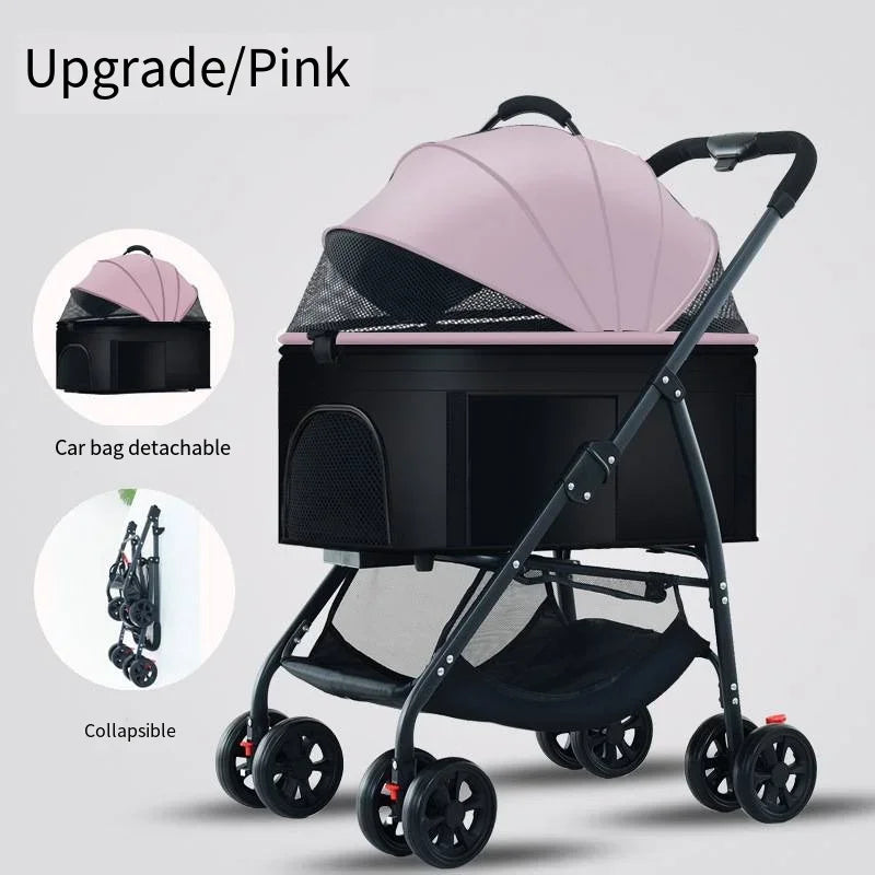 Lightweight Foldable Pet Stroller for Small and Medium Dogs & Cats Portable Outdoor Pet Carrier on Wheels - PhishStones Products