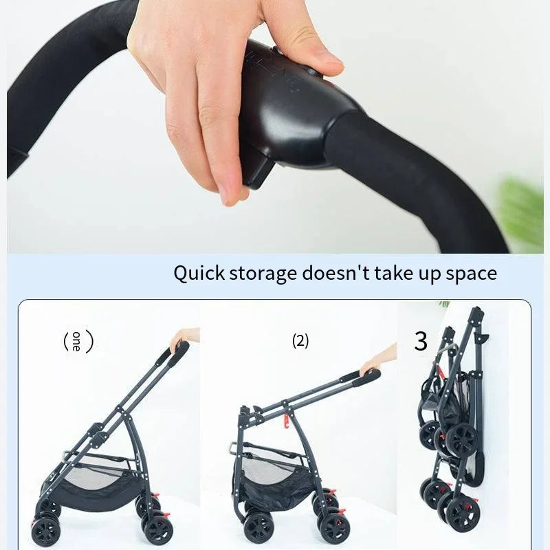 Lightweight Foldable Pet Stroller for Small and Medium Dogs & Cats Portable Outdoor Pet Carrier on Wheels - PhishStones Products