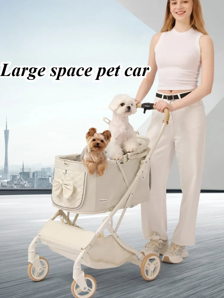 Lightweight Foldable Pet Stroller for Small & Medium Dogs and Cats – Breathable Aluminum Travel Carrier with One - Hand Fold - PhishStones Products