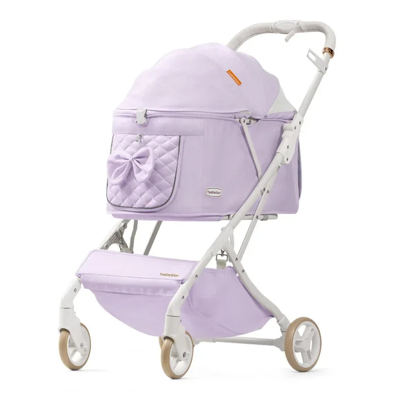 Lightweight Foldable Pet Stroller for Small & Medium Dogs and Cats – Breathable Aluminum Travel Carrier with One - Hand Fold - PhishStones Products