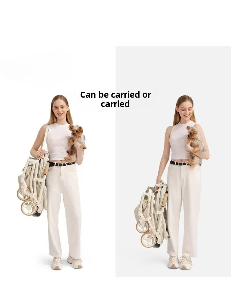 Lightweight Foldable Pet Stroller for Small & Medium Dogs and Cats – Breathable Aluminum Travel Carrier with One - Hand Fold - PhishStones Products