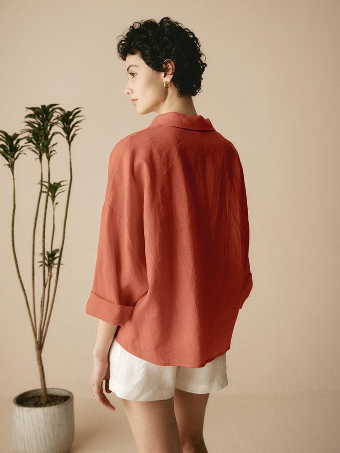 Linen Plaid Oversized Fit Pocket Shirt - PhishStones Products