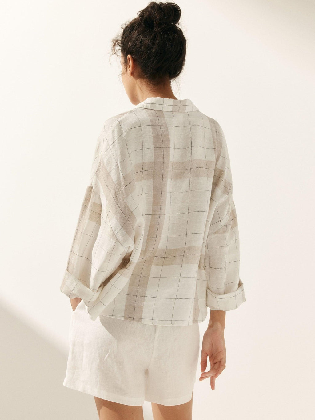 Linen Plaid Oversized Fit Pocket Shirt - PhishStones Products