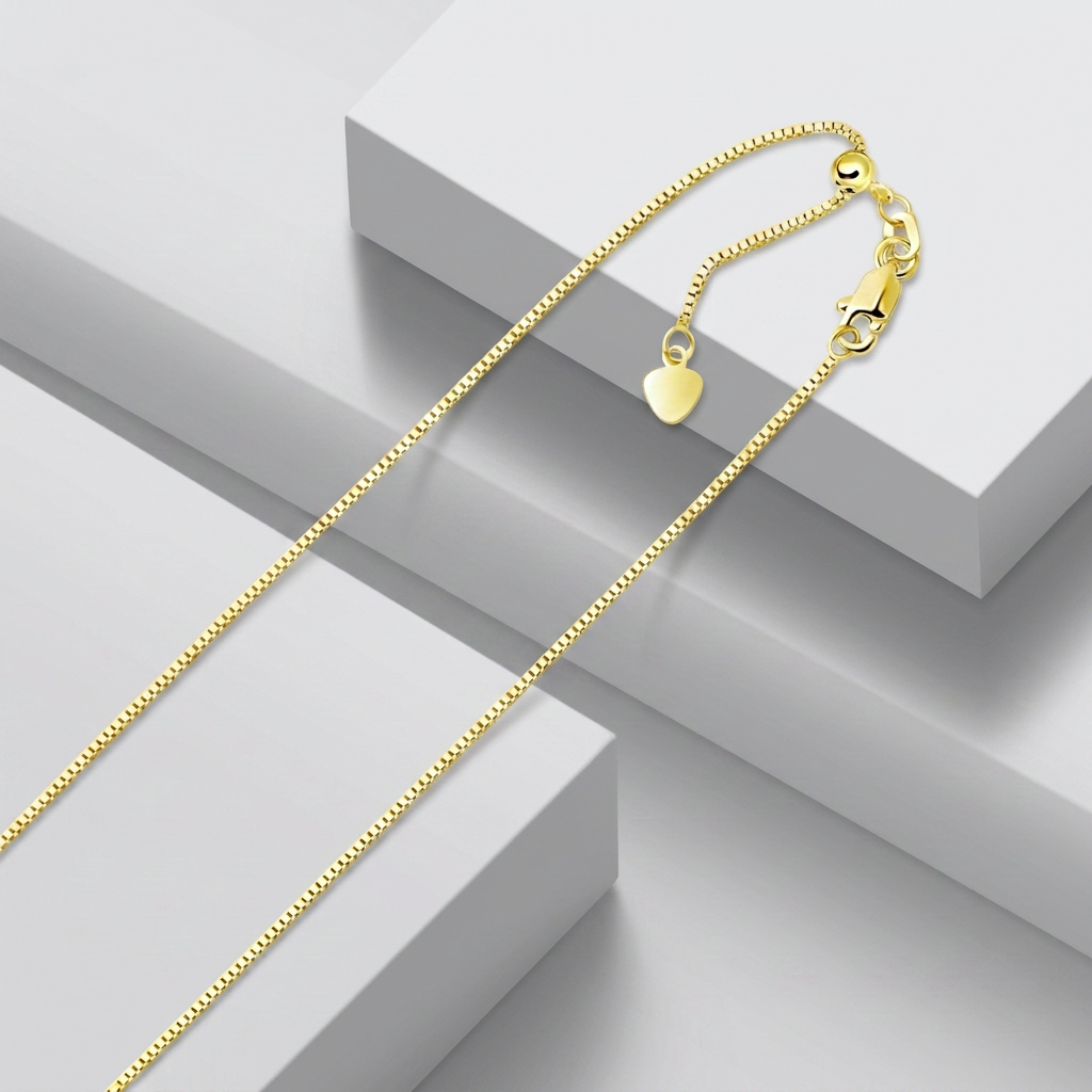 10k Yellow Gold Adjustable Box Chain 0.85mm