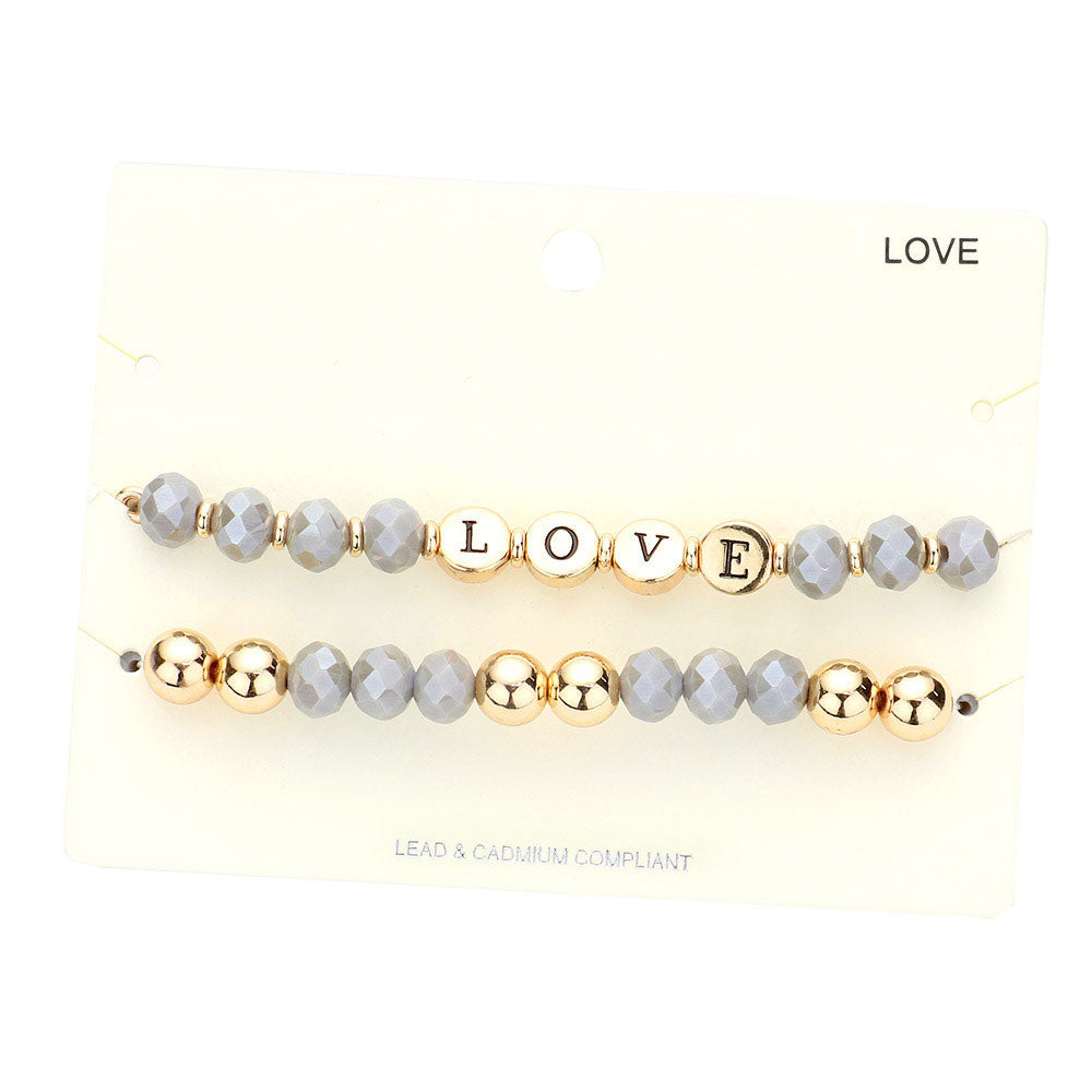 Love Message Faceted Beaded Stretch Bracelets