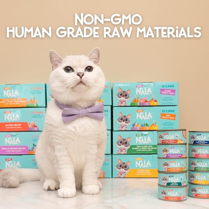 LOVE, NALA - Natural Adult Cat Wet Food - Pate Chicken with Carrot & Pumpkin Recipe - Grain Free, Non - GMO, Lean Protein, Digestive Fiber Blend, Added Minerals & Vitamins - 12 Pack 2.4 lbs. - PhishStones Products