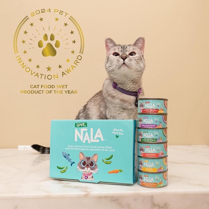 LOVE, NALA - Natural Adult Cat Wet Food - Pate Chicken with Carrot & Pumpkin Recipe - Grain Free, Non - GMO, Lean Protein, Digestive Fiber Blend, Added Minerals & Vitamins - 12 Pack 2.4 lbs. - PhishStones Products