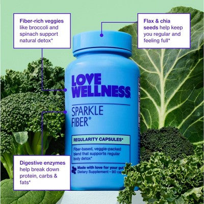Love Wellness Sparkle Fiber Vegan Dietary Supplements 90ct - New - PhishStones Products