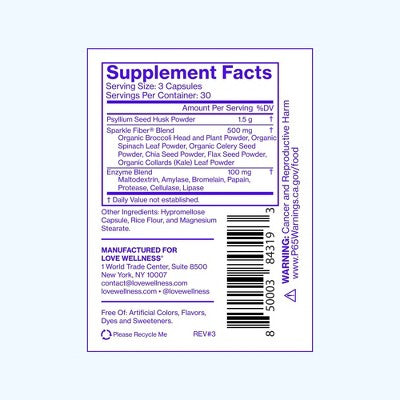 Love Wellness Sparkle Fiber Vegan Dietary Supplements 90ct - New - PhishStones Products