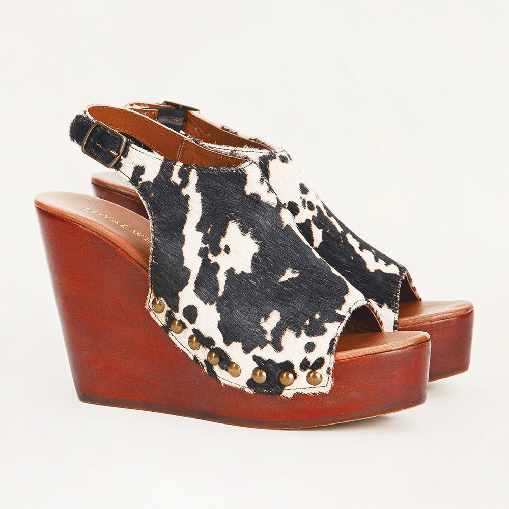 Loyal West Amelia Sandals Black And White Cowhide - PhishStones Products