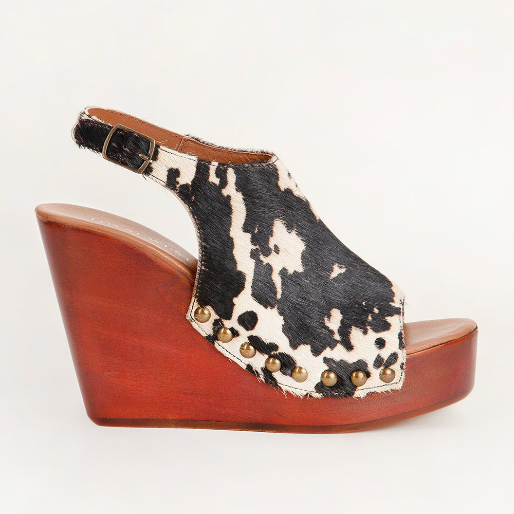 Loyal West Amelia Sandals Black And White Cowhide - PhishStones Products